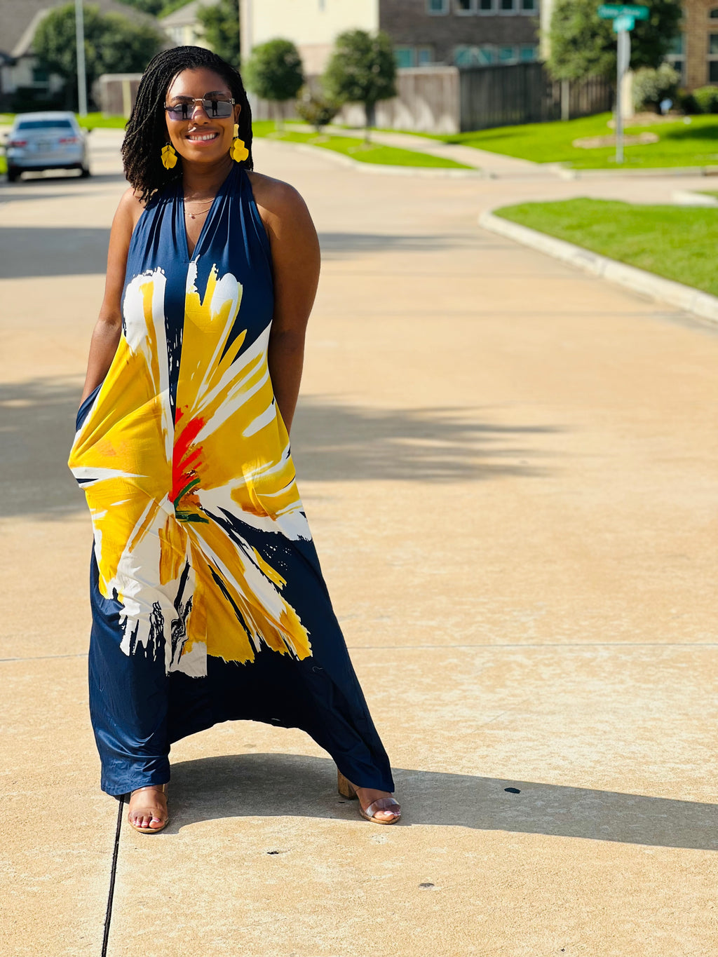 Halter Knit Maxi Dress -Navy