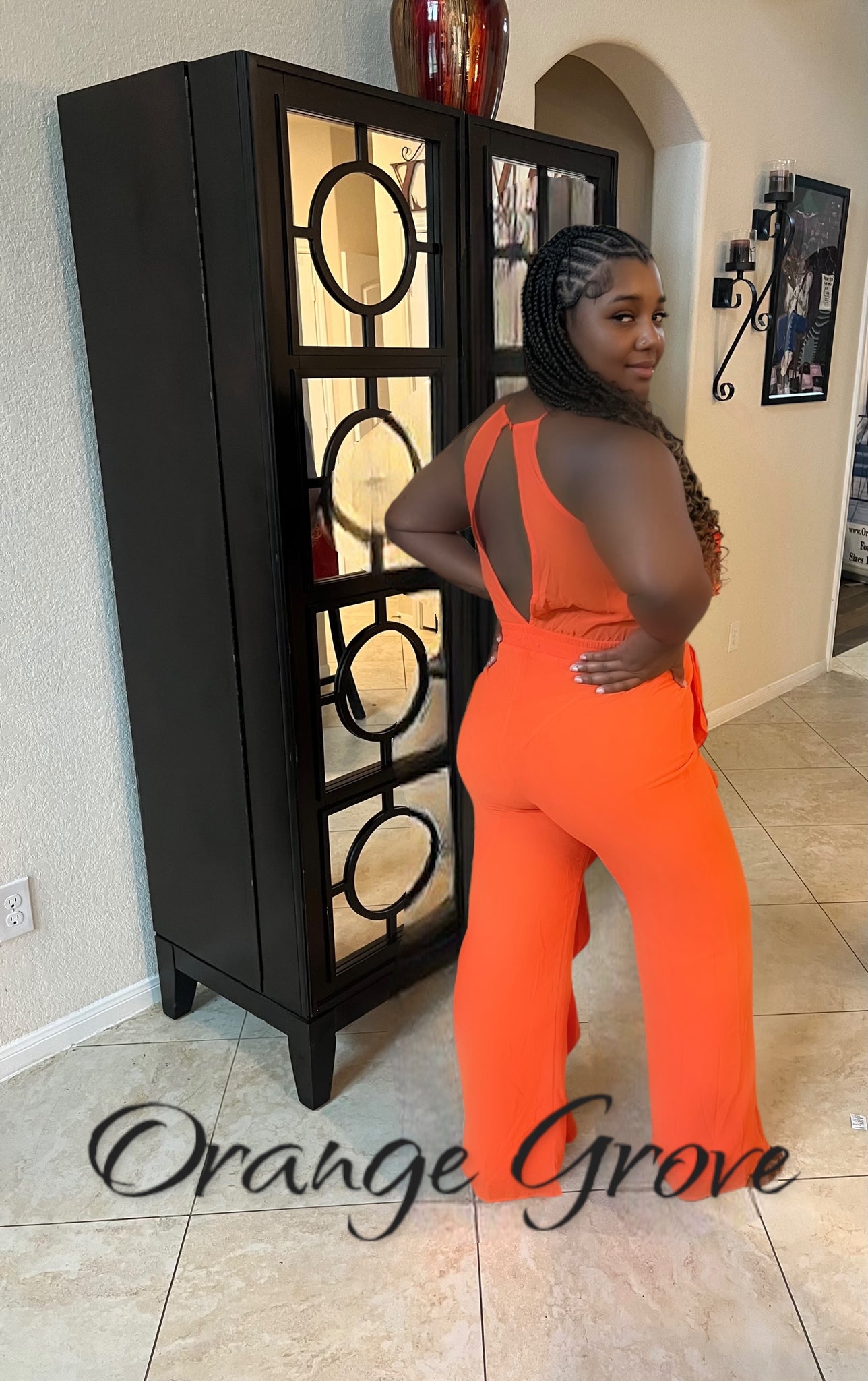 Orange Ruffle Jumpsuit