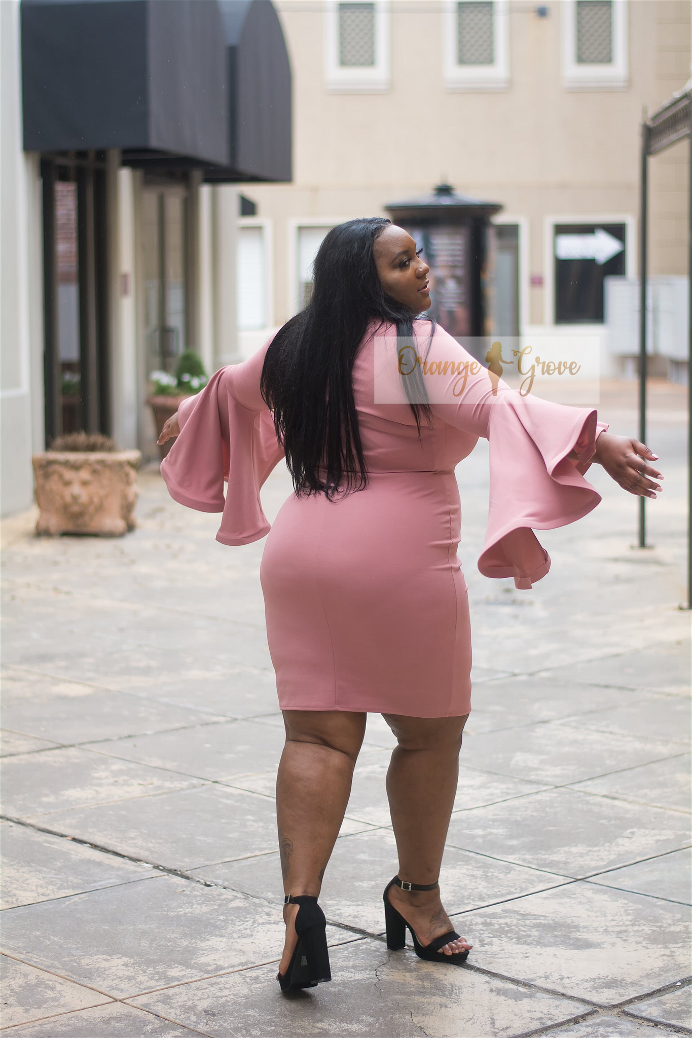 Mauve Bell Sleeve Dress