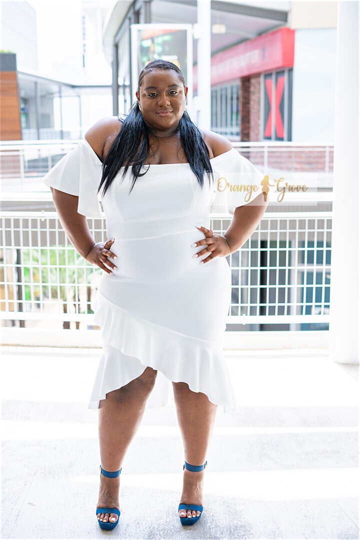 White Off Shoulder Ruffle Dress