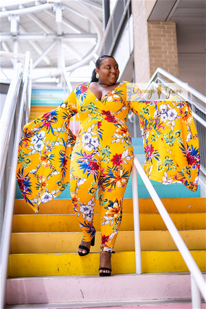 Bell Sleeve Floral Jumpsuit