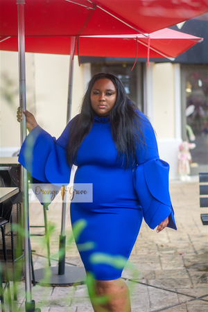 Royal Blue Dramatic Sleeve Dress