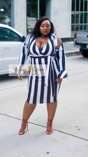 Dress - Sassy Cold Shoulder Stripes