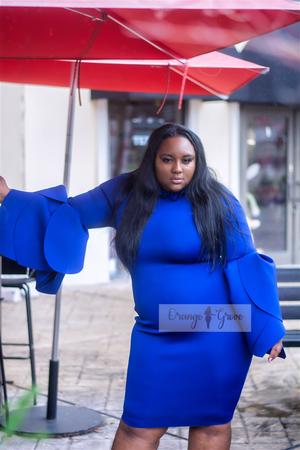 Royal Blue Dramatic Sleeve Dress