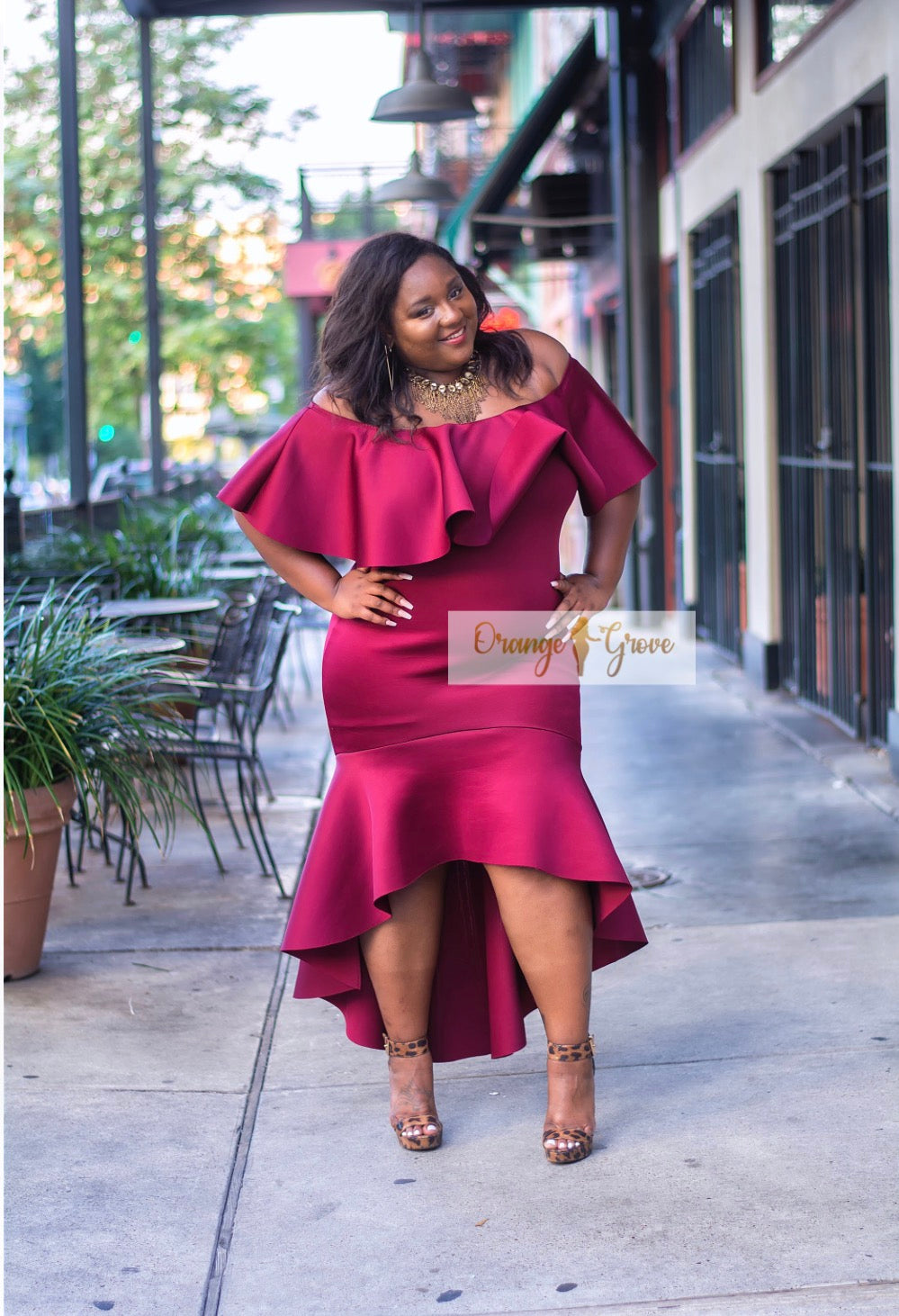 Off Shoulder Ruffle Tube Dress - Burgandy