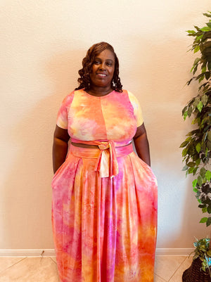 Tie Dye Maxi Set - Pink/Orange